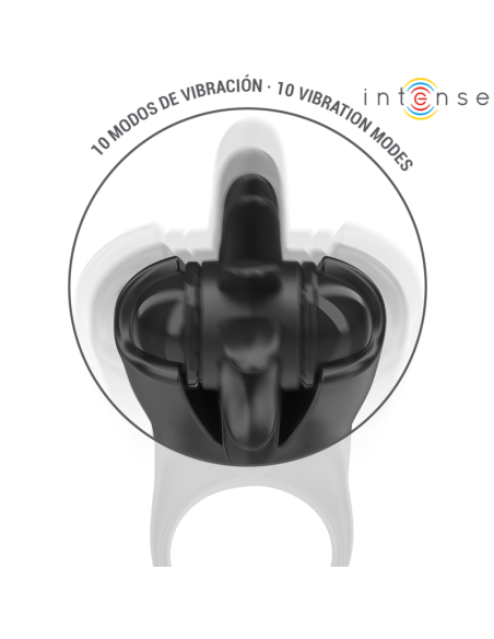 INTENSE - MABEL VIBRATING RING 10 VIBRATIONS WITH CLITORIS STIMULATOR BLACK