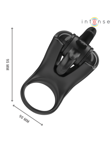 INTENSE - MABEL VIBRATING RING 10 VIBRATIONS WITH CLITORIS STIMULATOR BLACK