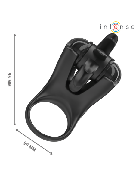INTENSE - MABEL VIBRATING RING 10 VIBRATIONS WITH CLITORIS STIMULATOR BLACK