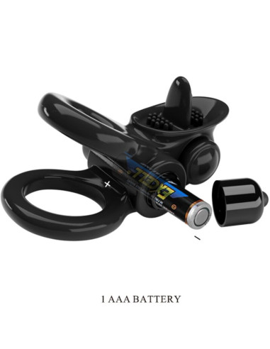 PRETTY LOVE - PASSIONATE RING DOUBLE VIBRATING RING CLITORIS STIMULATOR BLACK