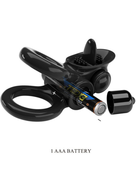 PRETTY LOVE - PASSIONATE RING DOUBLE VIBRATING RING CLITORIS STIMULATOR BLACK