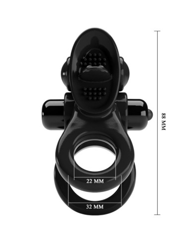 PRETTY LOVE - PASSIONATE RING DOUBLE VIBRATING RING CLITORIS STIMULATOR BLACK