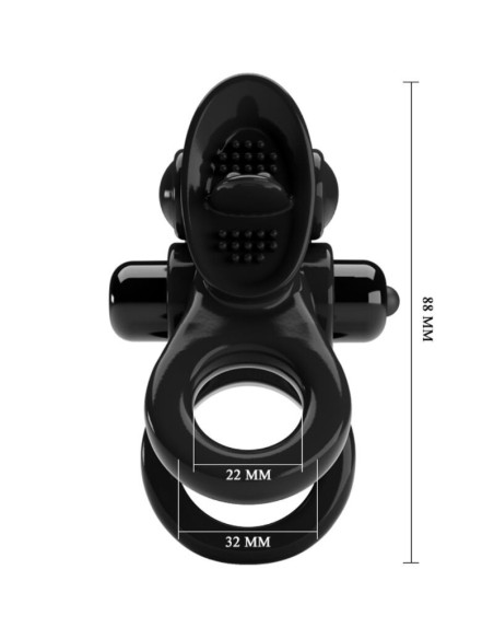 PRETTY LOVE - PASSIONATE RING DOUBLE VIBRATING RING CLITORIS STIMULATOR BLACK