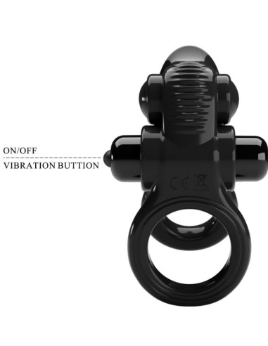 PRETTY LOVE - PASSIONATE RING DOUBLE VIBRATING RING CLITORIS STIMULATOR BLACK