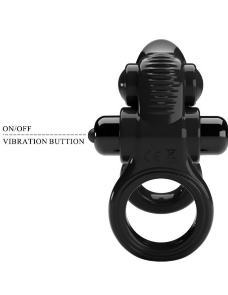 PRETTY LOVE - PASSIONATE RING DOUBLE VIBRATING RING CLITORIS STIMULATOR BLACK