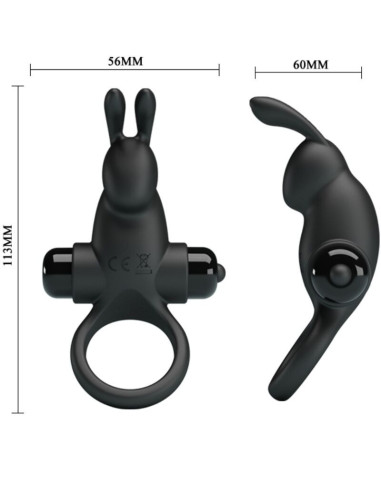 PRETTY LOVE - VIBRATING RING RABBIT CLITORIS STIMULATOR 10 VIBRATIONS BLACK