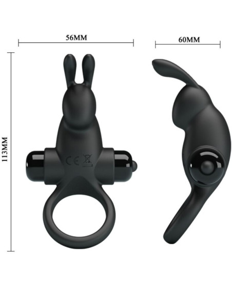 PRETTY LOVE - VIBRATING RING RABBIT CLITORIS STIMULATOR 10 VIBRATIONS BLACK