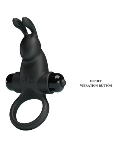 PRETTY LOVE - VIBRATING RING RABBIT CLITORIS STIMULATOR 10 VIBRATIONS BLACK