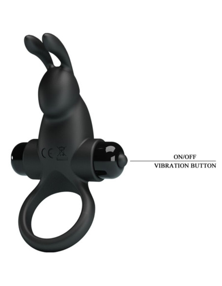 PRETTY LOVE - VIBRATING RING RABBIT CLITORIS STIMULATOR 10 VIBRATIONS BLACK