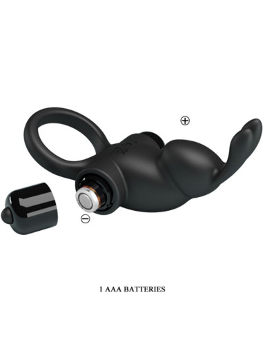 PRETTY LOVE - VIBRATING RING RABBIT CLITORIS STIMULATOR 10 VIBRATIONS BLACK