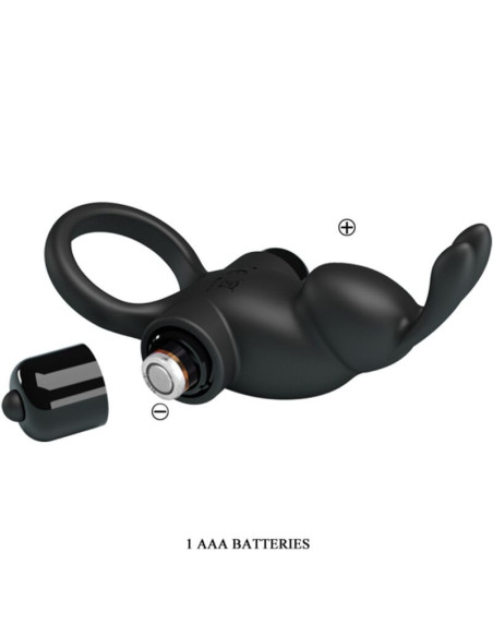 PRETTY LOVE - VIBRATING RING RABBIT CLITORIS STIMULATOR 10 VIBRATIONS BLACK
