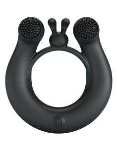 PRETTY LOVE - DAHLIA VIBRATING RING CLITORIS STIMULATOR 12 VIBRATIONS BLACK