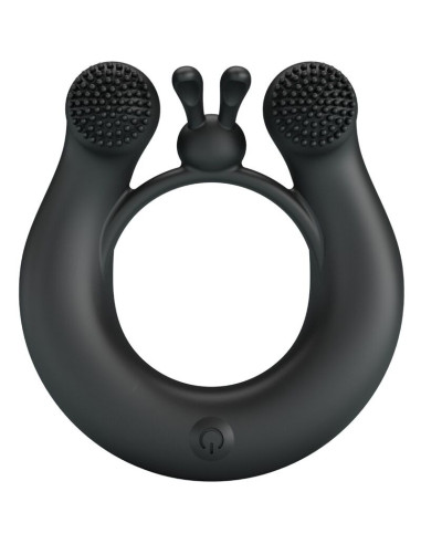 PRETTY LOVE - DAHLIA VIBRATING RING CLITORIS STIMULATOR 12 VIBRATIONS BLACK