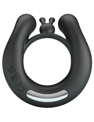 PRETTY LOVE - DAHLIA VIBRATING RING CLITORIS STIMULATOR 12 VIBRATIONS BLACK
