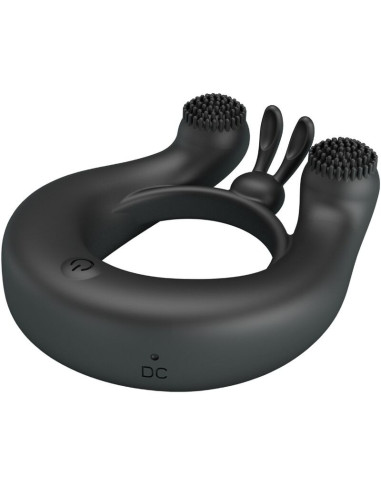 PRETTY LOVE - DAHLIA VIBRATING RING CLITORIS STIMULATOR 12 VIBRATIONS BLACK