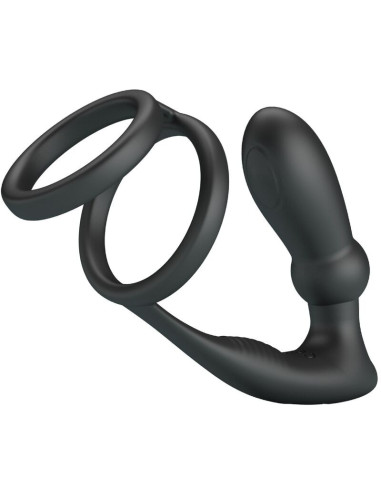 PRETTY LOVE - EMONI PENIS RING ANAL PLUG 12 VIBRATIONS BLACK