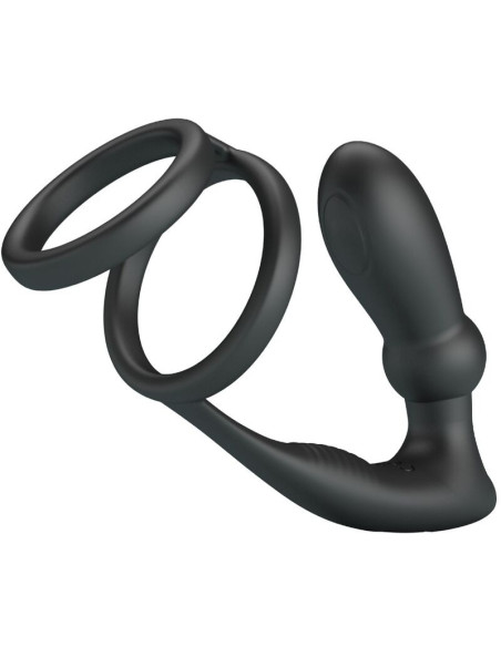 PRETTY LOVE - EMONI PENIS RING ANAL PLUG 12 VIBRATIONS BLACK