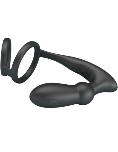 PRETTY LOVE - EMONI PENIS RING ANAL PLUG 12 VIBRATIONS BLACK