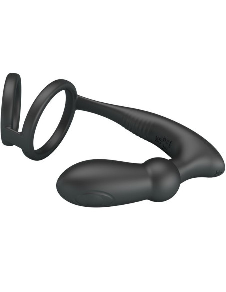 PRETTY LOVE - EMONI PENIS RING ANAL PLUG 12 VIBRATIONS BLACK