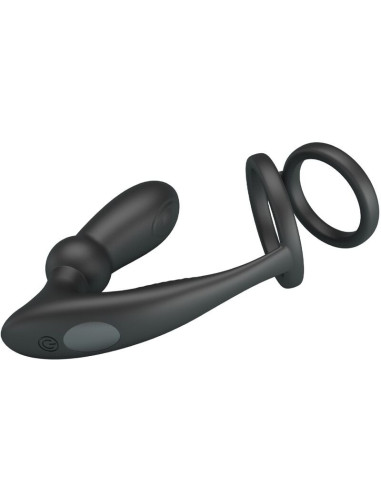 PRETTY LOVE - EMONI PENIS RING ANAL PLUG 12 VIBRATIONS BLACK