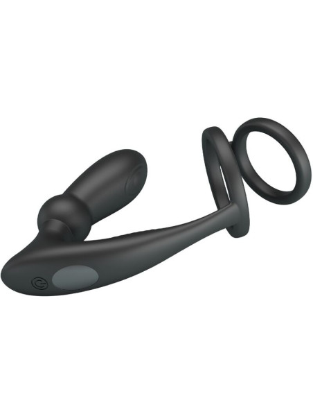 PRETTY LOVE - EMONI PENIS RING ANAL PLUG 12 VIBRATIONS BLACK