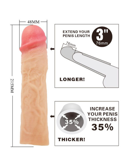 PRETTY LOVE - DEREK PENIS SLEEVE WITH 7.6 CM EXTENSION FLESH