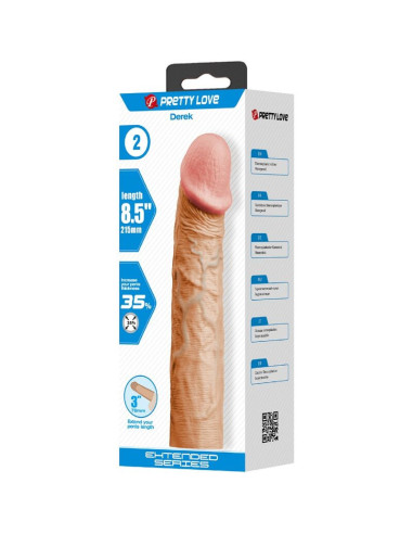 PRETTY LOVE - DEREK PENIS SLEEVE WITH 7.6 CM EXTENSION FLESH