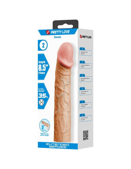 PRETTY LOVE - DEREK PENIS SLEEVE WITH 7.6 CM EXTENSION FLESH