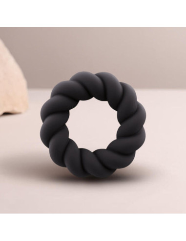 ROCKS-OFF - TWIST BLACK SILICONE MASTURBATOR RING