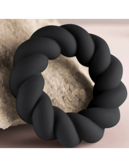 ROCKS-OFF - TWIST BLACK SILICONE MASTURBATOR RING