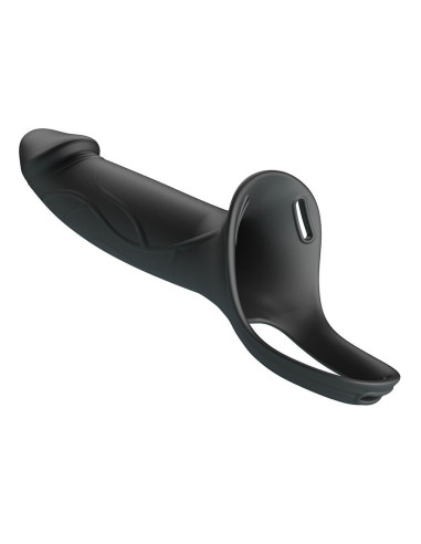 PRETTY LOVE - LANDON BLACK VIBRATING STRAP-ON