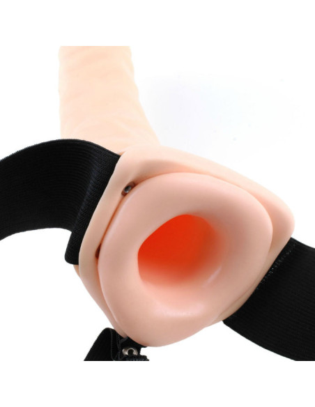 FETISH FANTASY SERIES - 19 CM VIBRATING HOLLOW STRAP-ON BROWN