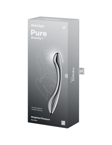 SATISFYER - PURE GRAVITY 1 NERŪDĖJANČIO PLIENO DVIGUBAS DILDO