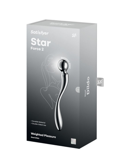 SATISFYER - STAR FORCE 2 NERŪDĖJANČIO PLIENO DVIGUBAS DILDO