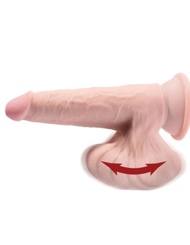 KING COCK – plius 3D dildo supimo kamuoliukais, 24,5 cm, šviesios odos