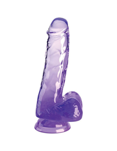 KING COCK - CLEAR REALISTIC PENIS WITH BALLS 13.5 CM PURPLE