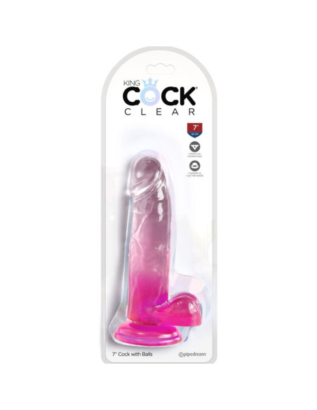 KING COCK - SKAIDRUS REALISTIŠKAS PENIS SU KIEKVIENIAIS 15,2 CM ROŽINIS