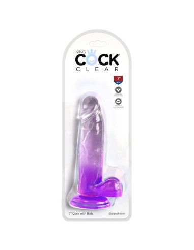 KING COCK - CLEAR REALISTIC PENIS WITH BALLS 15.2 CM PURPLE