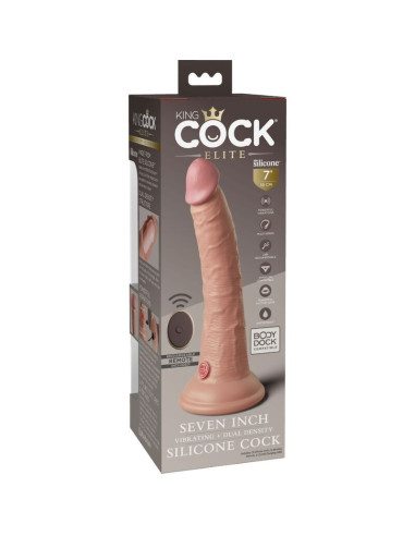 KING COCK - ELITE REALISTIC DILDO VIBRATOR and SILICONE REMOTE CONTROL 17.8 CM