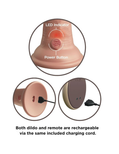 KING COCK - ELITE REALISTIC DILDO VIBRATOR and SILICONE REMOTE CONTROL 23 CM