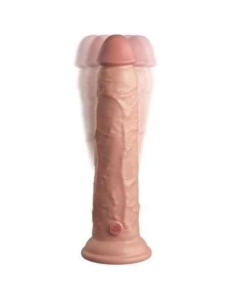 KING COCK - ELITE REALISTINIS DILDO VIBRATORIUS STIPRUS IR SILIKONINIS NUOTOLINIO VALDYMO PULTELIS 23 CM
