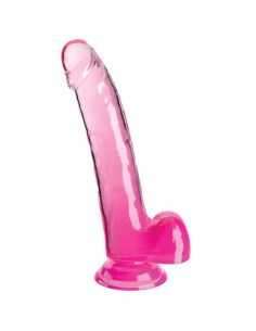 KING COCK - SKAIDRUS DILDO SU SĖKLĖLĖMIS 20,3 CM ROŽINIS