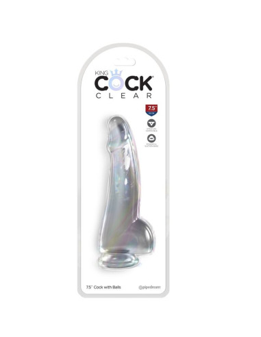 KING COCK - skaidrus dildo su sėklidėmis 15,2 cm permatomas