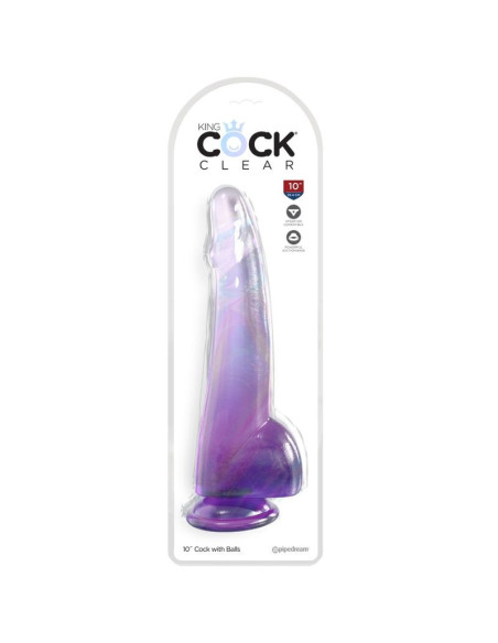 KING COCK - SKAIDRUS DILDO SU SĖKLELĖMIS 19 CM VIOLETINIS