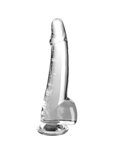 KING COCK - skaidrus dildo su sėklidėmis, 19 cm, skaidrus