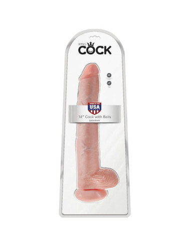 KING COCK - Dildo su kamuoliukais, 35,6 cm, minkštas