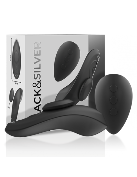 BLACKandSILVER - PRESTON RECHARGEABLE SILICONE VIBRATOR PANTIE BLACK