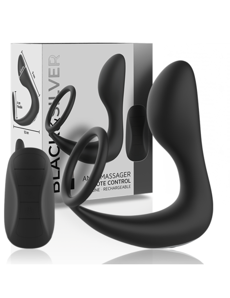 BLACKandSILVER - REMOTE CONTROL ANAL MASSAGER RECHARGEABLE SILICONE BLACK