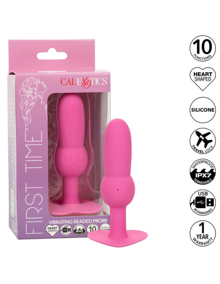 CALEXOTICS - FIRST TIME ANAL PLUG BEADED PROBE 10 VIBRATIONS PINK