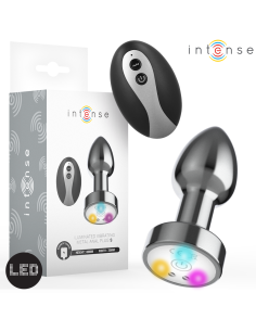 INTENSE - VIBRATING METAL ANAL PLUG WITH LED LIGHTS AND REMOTE CONTROL - SIZE S